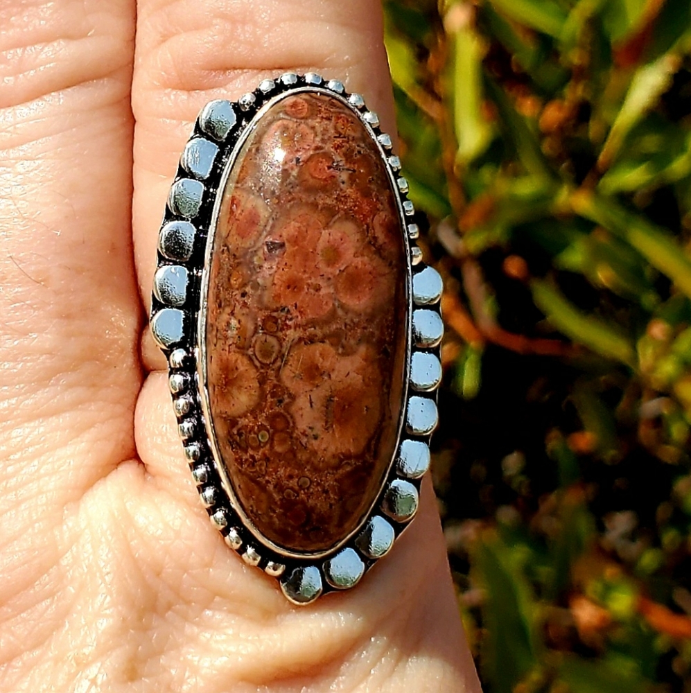 New Butterfly Jasper 925 Silver Ring.